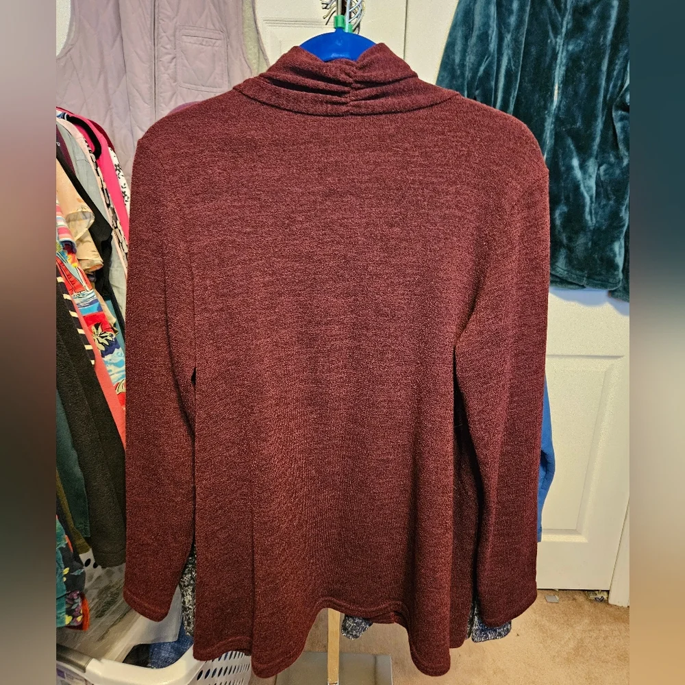 #163 Carol Rose- Maroon colored Open front Cardigan, sz. XL - Picture 3 of 4